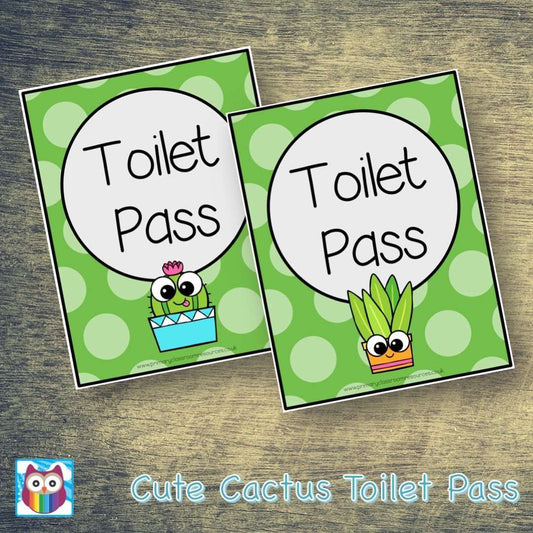 Cute Cactus Toilet Pass:Primary Classroom Resources