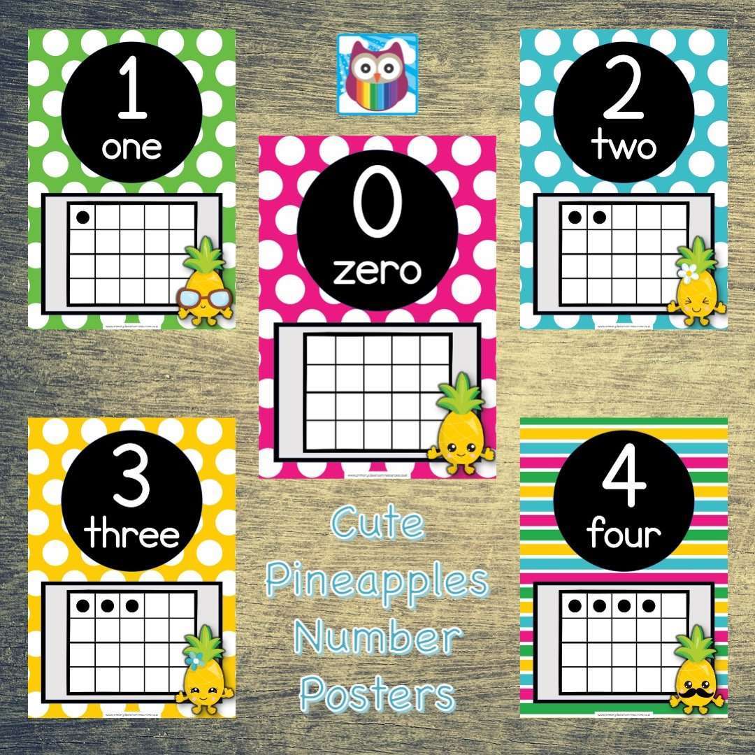Cute Pineapples Number Posters:Primary Classroom Resources
