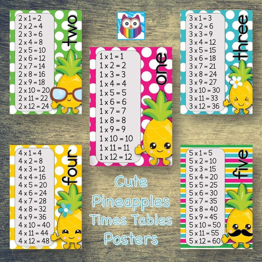 Cute Pineapples Times Tables Posters:Primary Classroom Resources