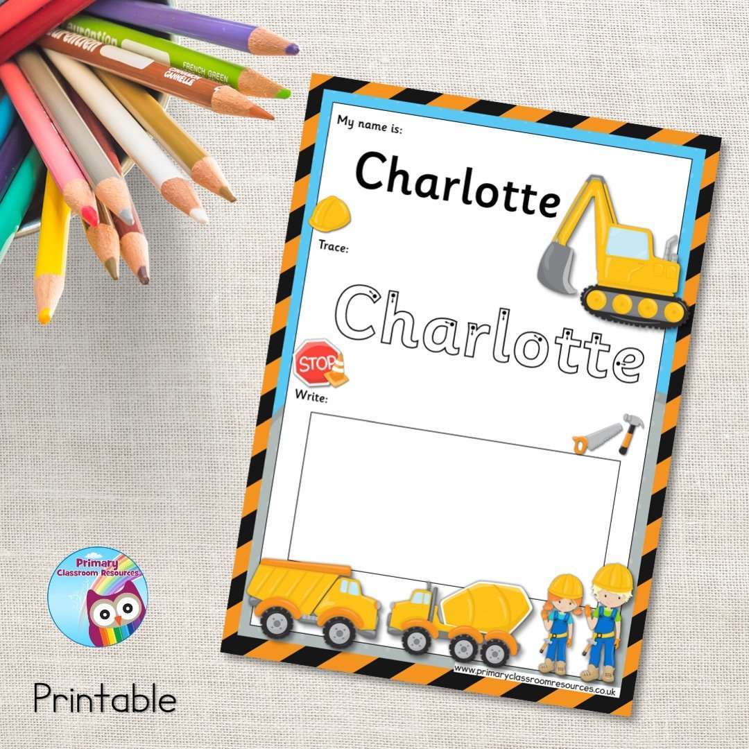 EDITABLE Name Writing Cards - Construction:Primary Classroom Resources