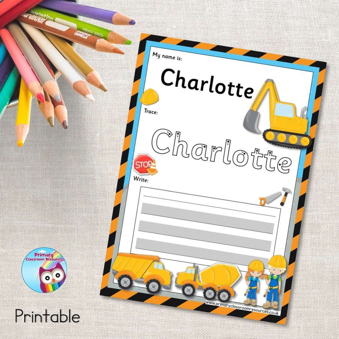 EDITABLE Name Writing Cards - Construction:Primary Classroom Resources
