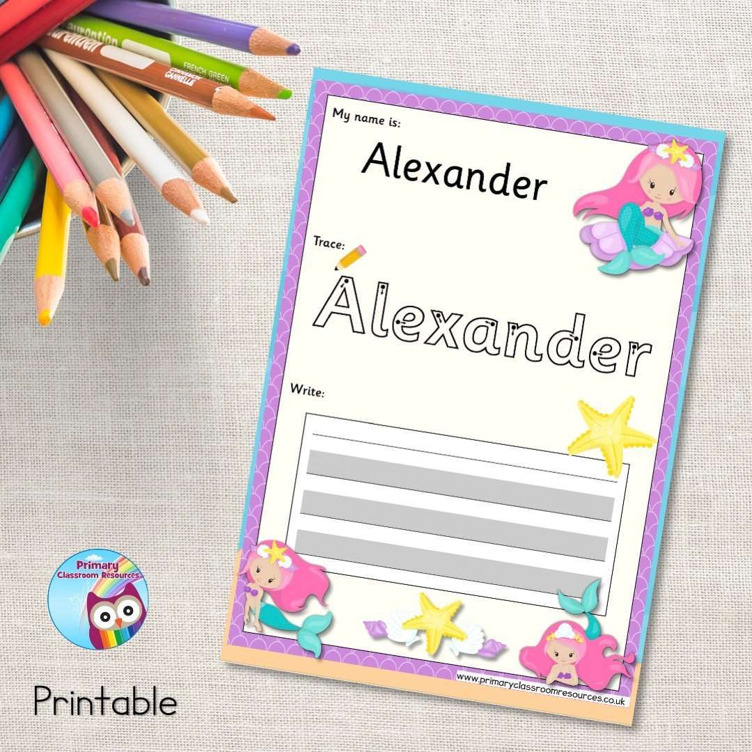 EDITABLE Name Writing Cards - Mermaid:Primary Classroom Resources