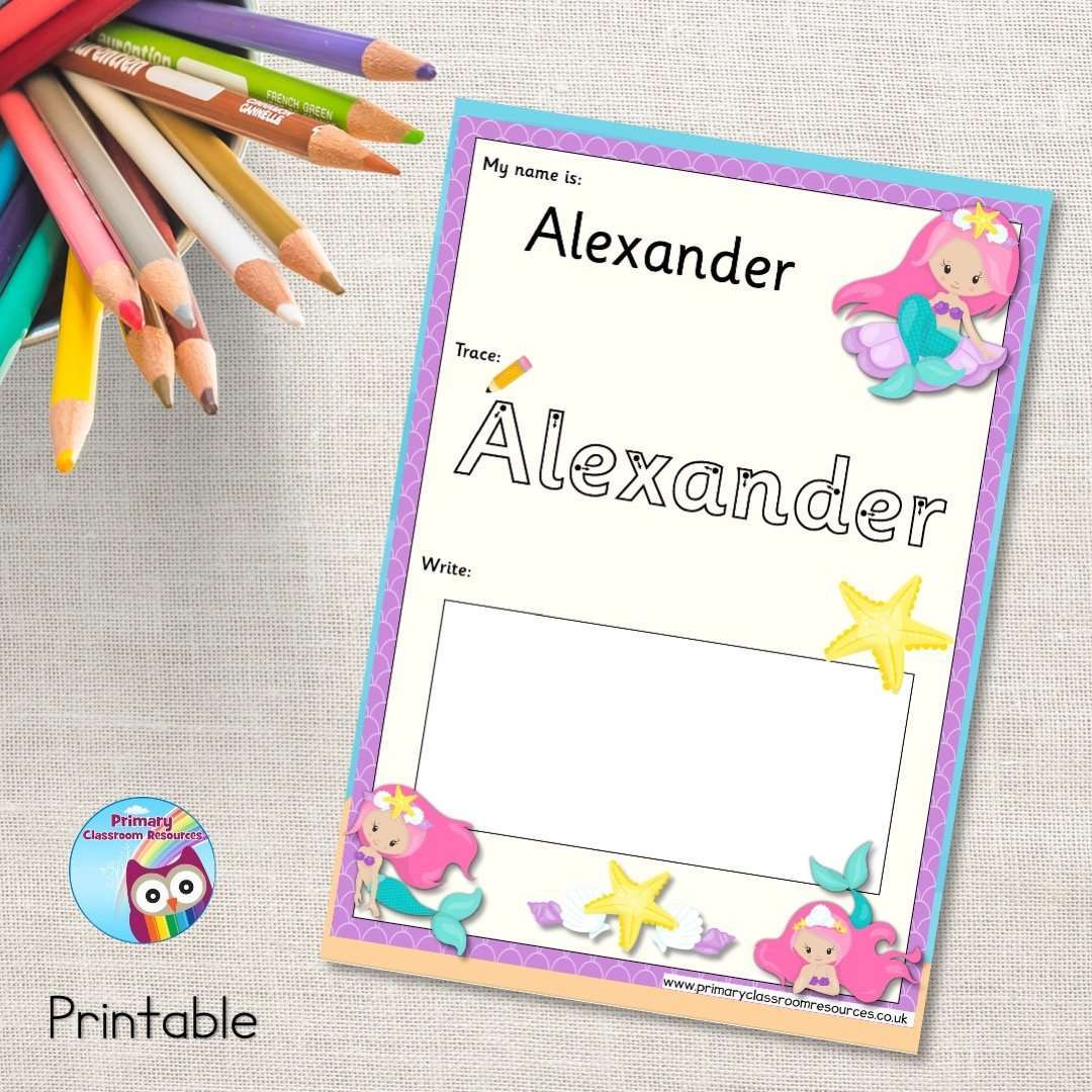 EDITABLE Name Writing Cards - Mermaid:Primary Classroom Resources