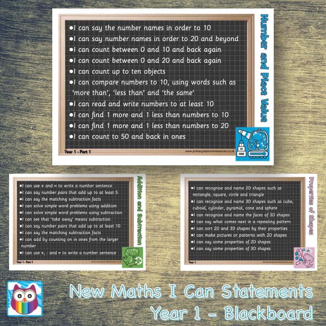 New Maths I Can Statements - Year 1 - Blackboard:Primary Classroom Resources