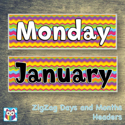 ZigZag Days and Months Headers:Primary Classroom Resources