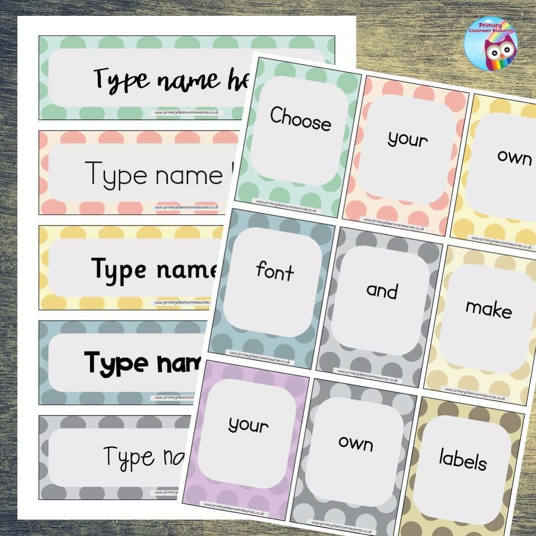EDITABLE Name Tray & Coat Peg Labels Bundle:Primary Classroom Resources,Digital download / Double Pastel Polka Dots