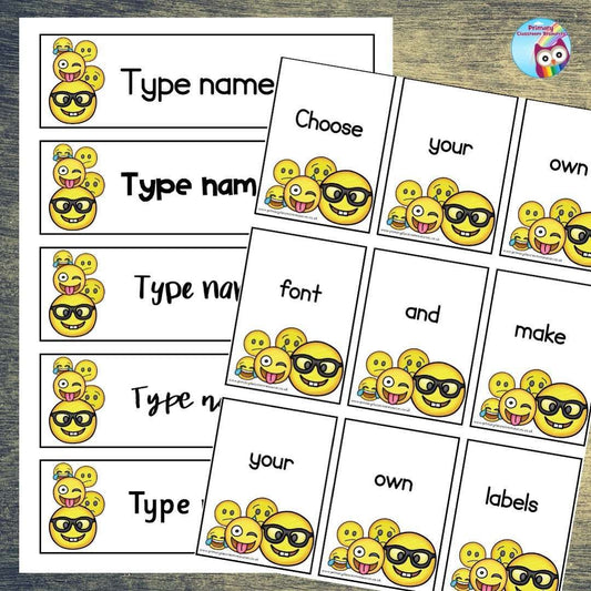EDITABLE Name Tray & Coat Peg Labels - Emojis:Primary Classroom Resources