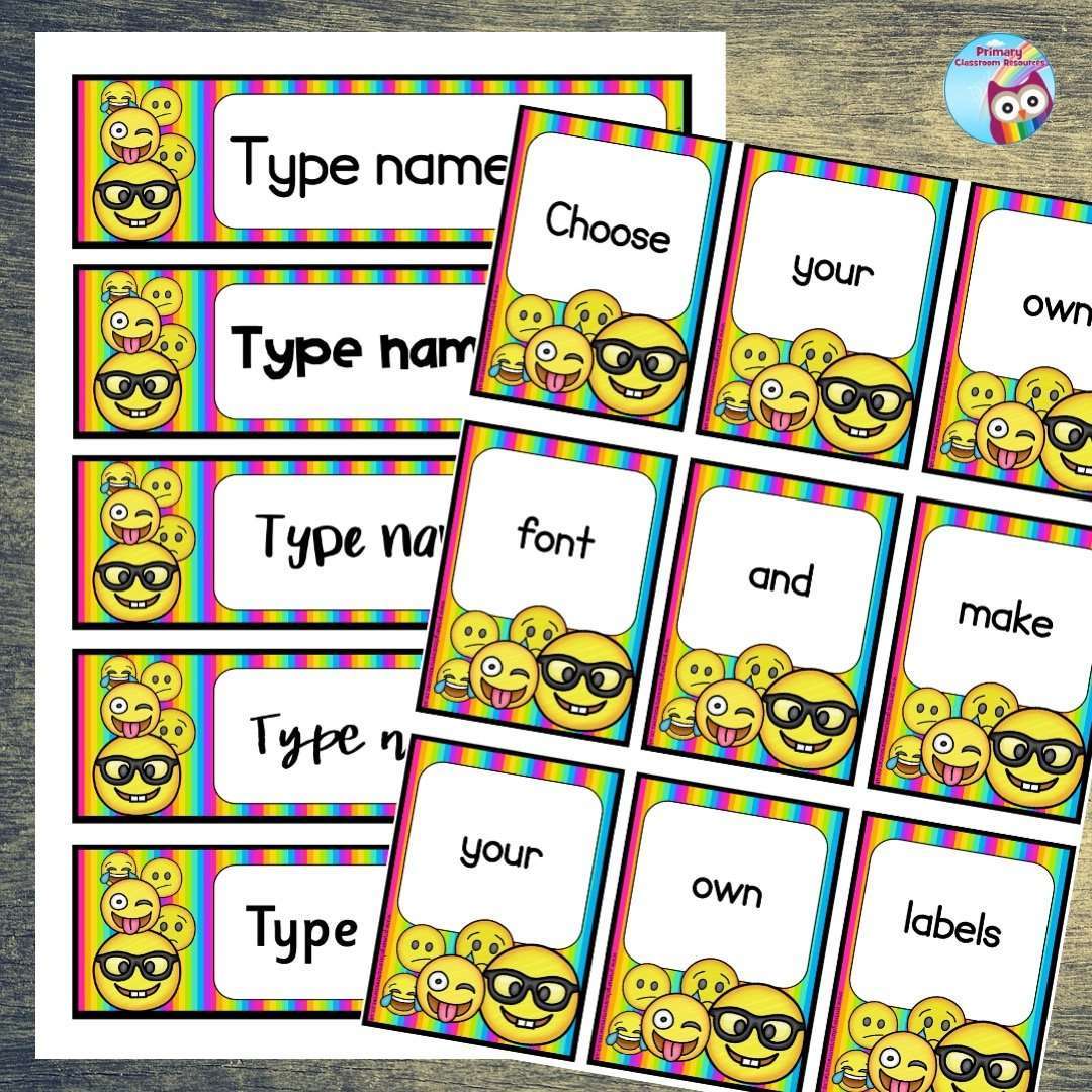 EDITABLE Name Tray & Coat Peg Labels - Emoji Rainbow:Primary Classroom Resources