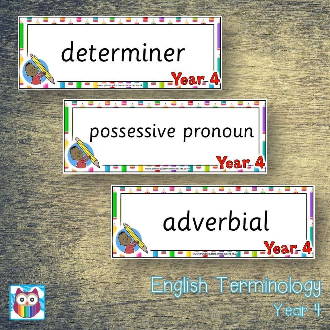 Year 4 English Terminology Cards:Primary Classroom Resources