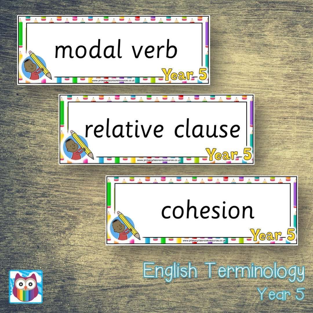 Year 5 English Terminology Cards:Primary Classroom Resources