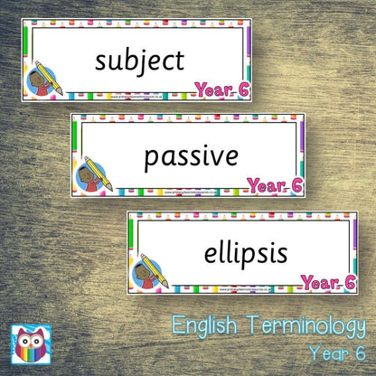 Year 6 English Terminology Cards:Primary Classroom Resources
