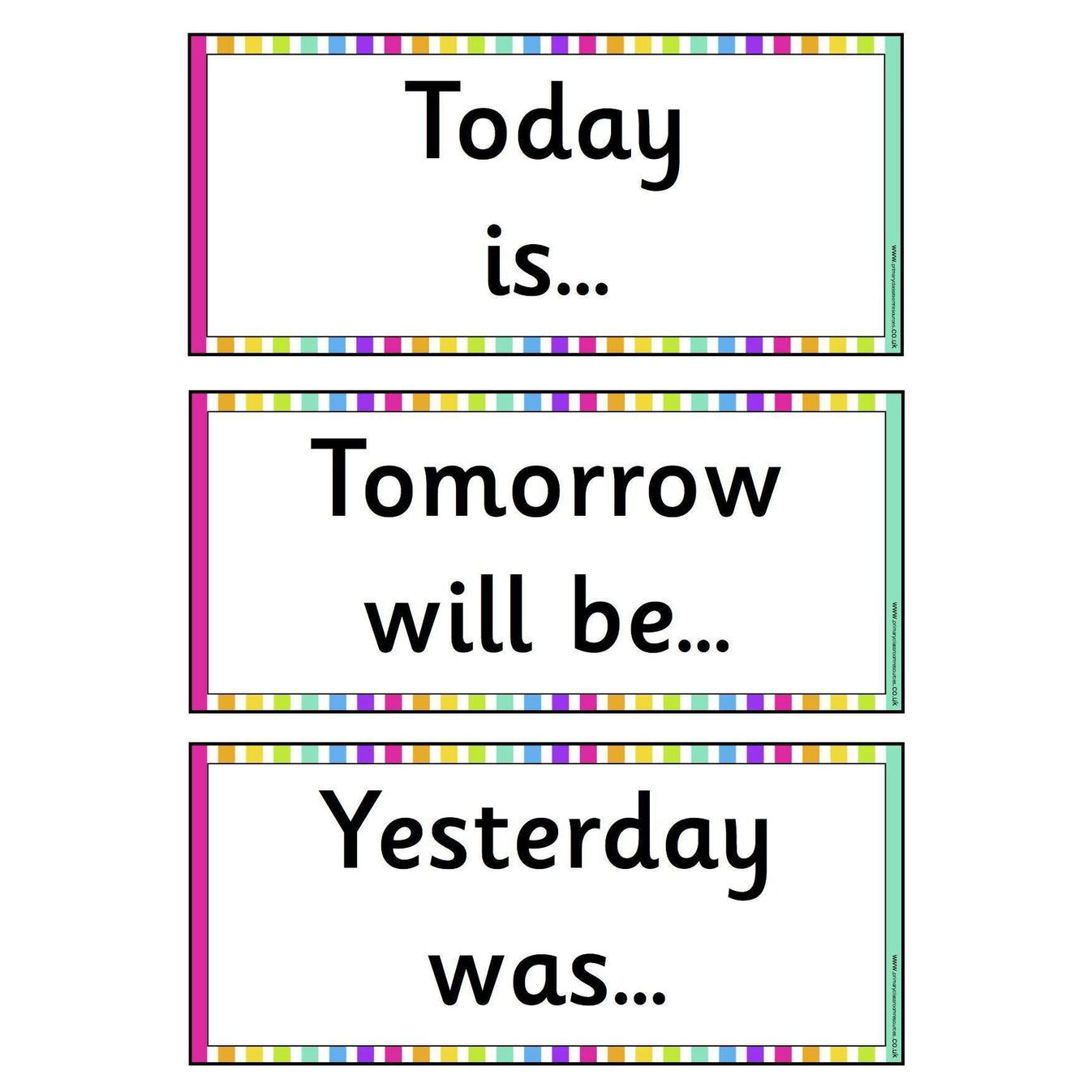 Rainbow Visual Timetable - Today, Tomorrow and Yesterday plus Days of ...