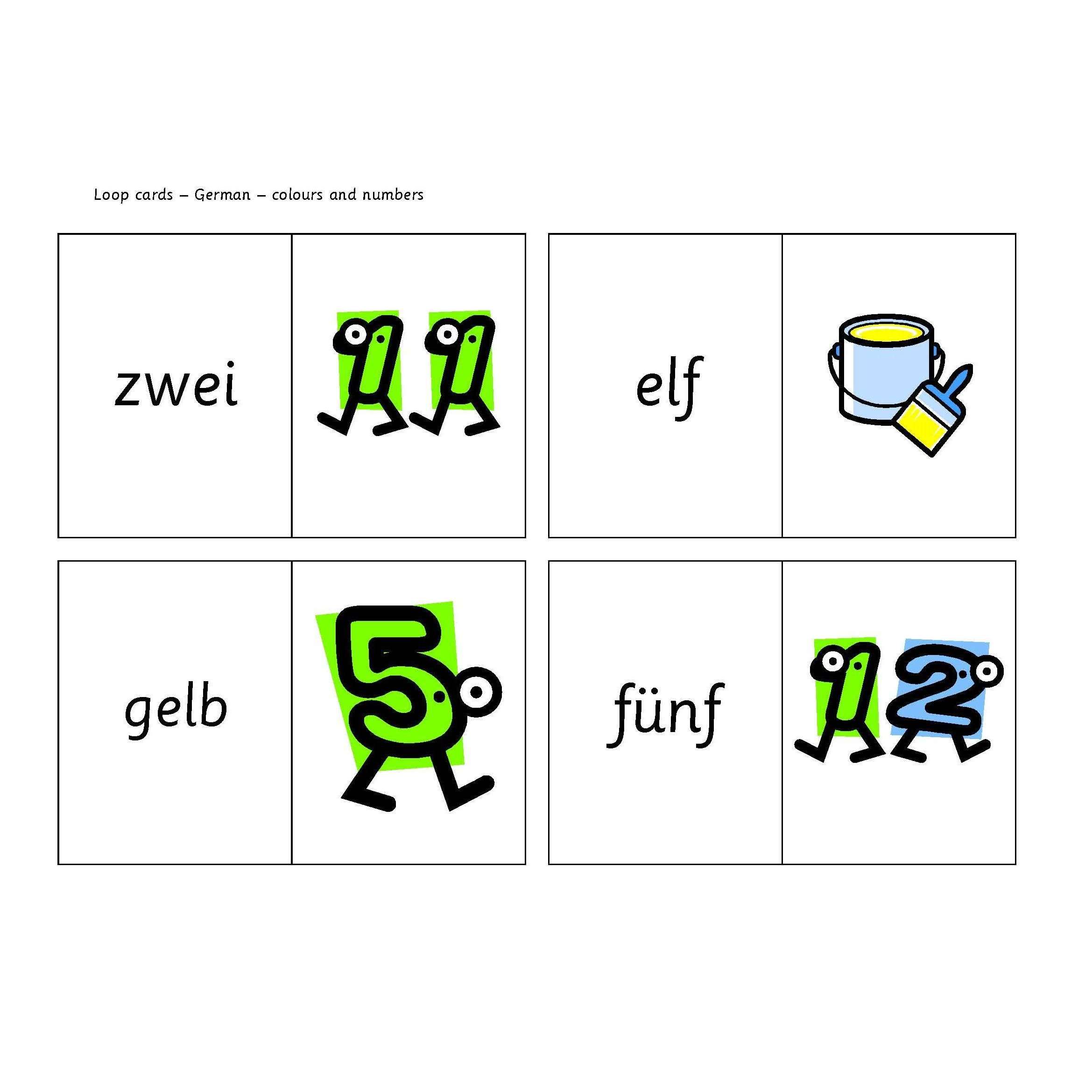 German Colours and Numbers Loop Cards – Primary Classroom Resources