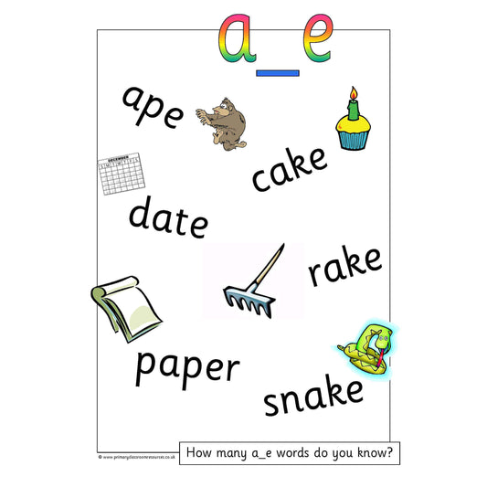 Long Vowel A Display Pack:Primary Classroom Resources