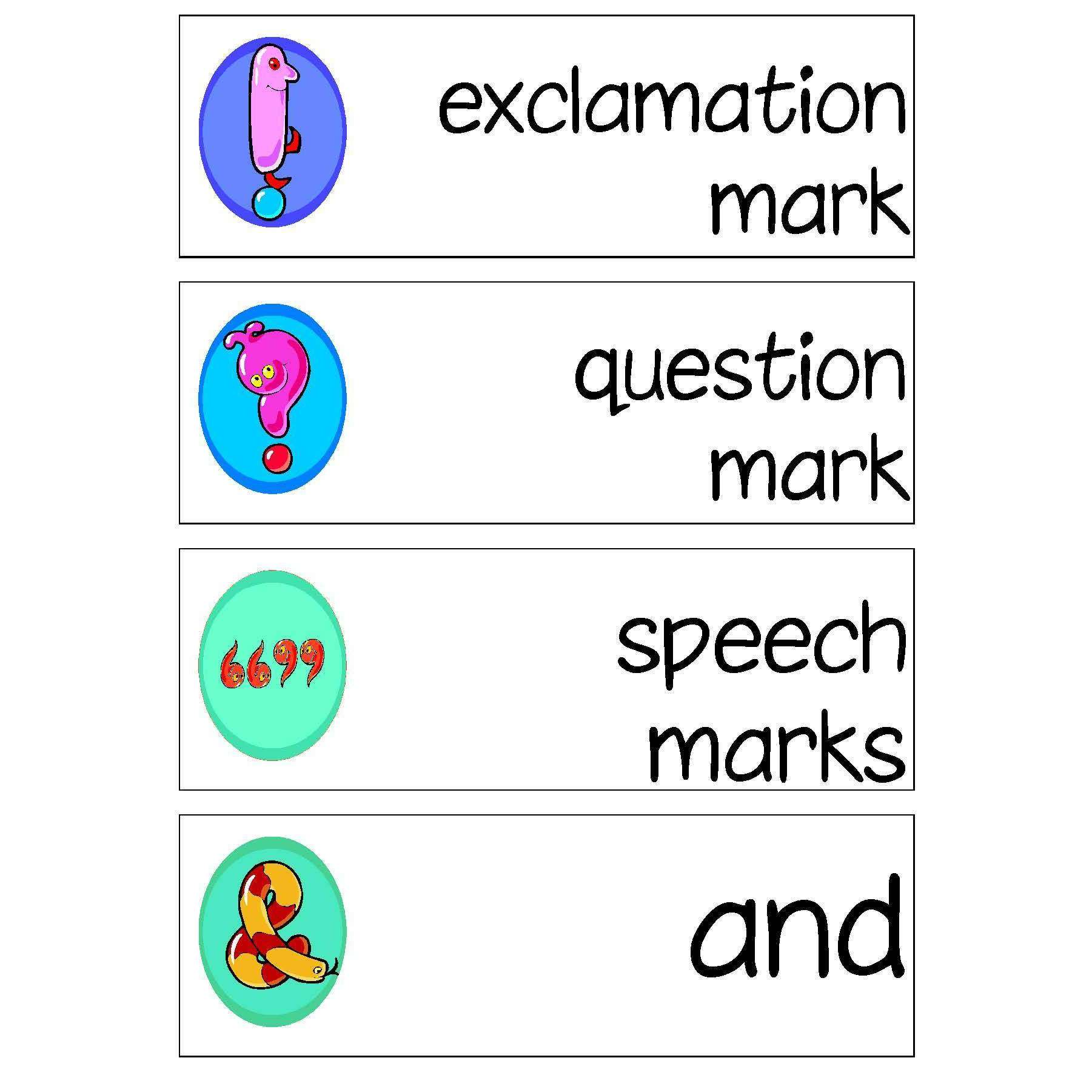 Punctuation Labels:Primary Classroom Resources