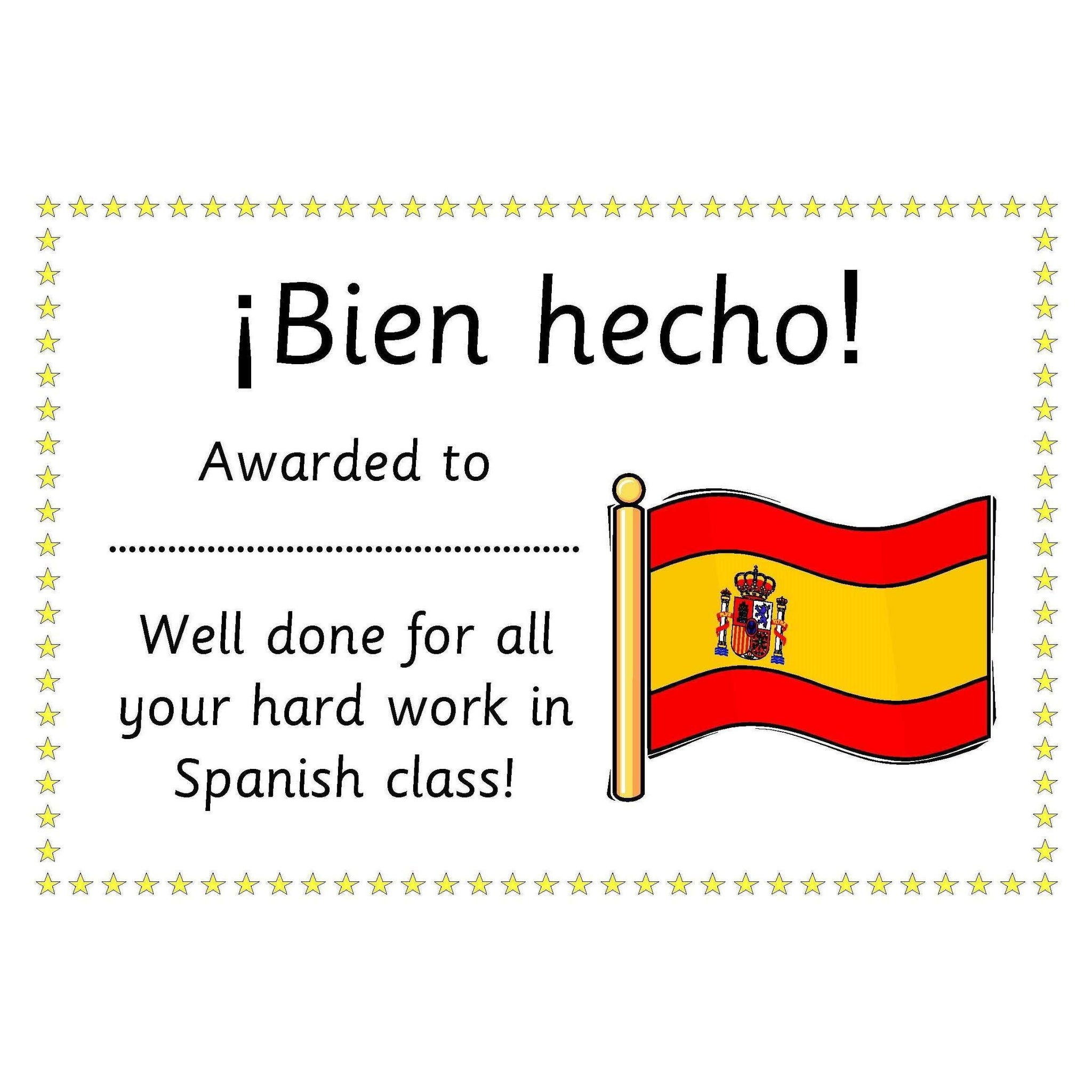 Spanish Certificates – Primary Classroom Resources