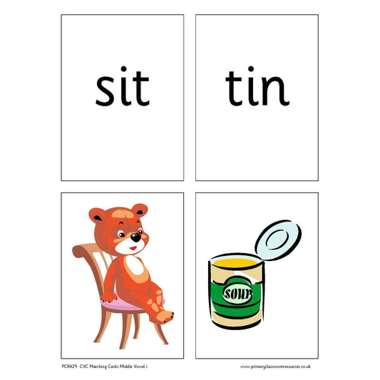 CVC Words Matching Cards - Middle Vowel i:Primary Classroom Resources
