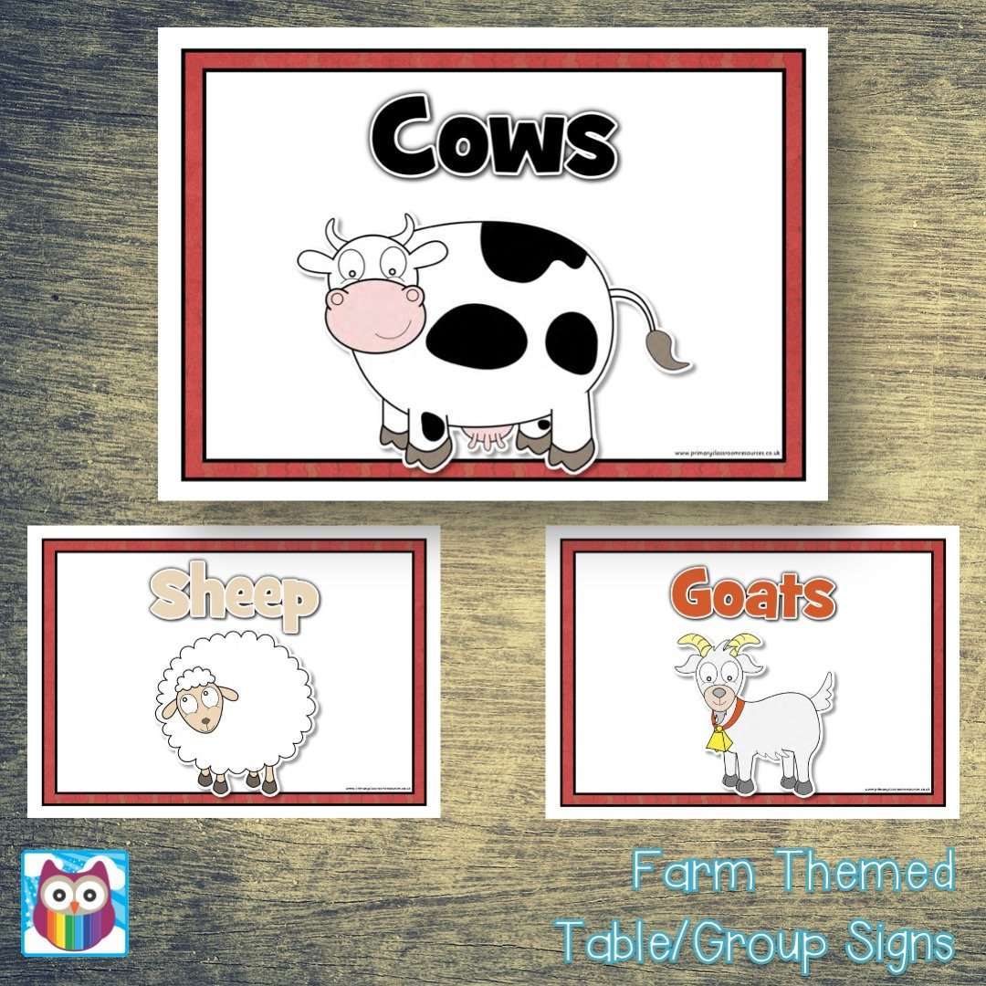Farm Themed Table/Group Signs:Primary Classroom Resources