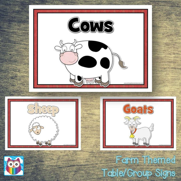 Farm Themed Table/Group Signs Primary Classroom Resources