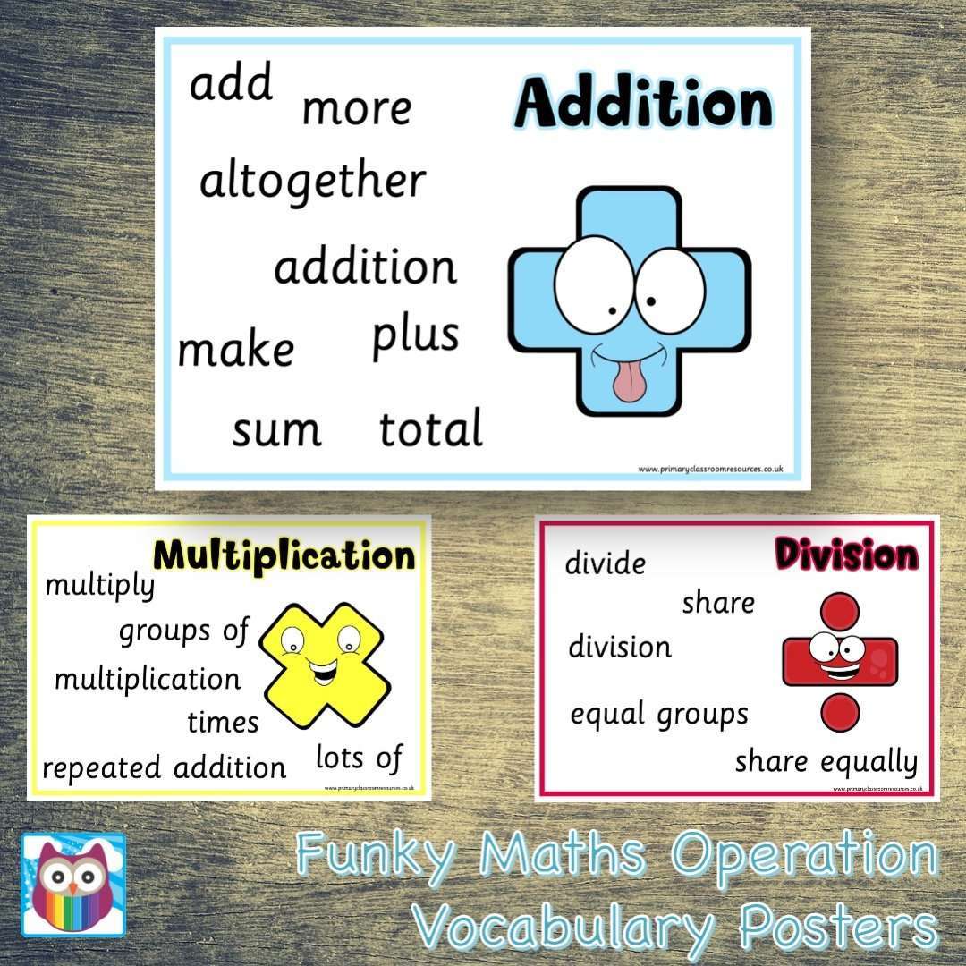 Funky Maths Operation Vocabulary Display Posters:Primary Classroom Resources