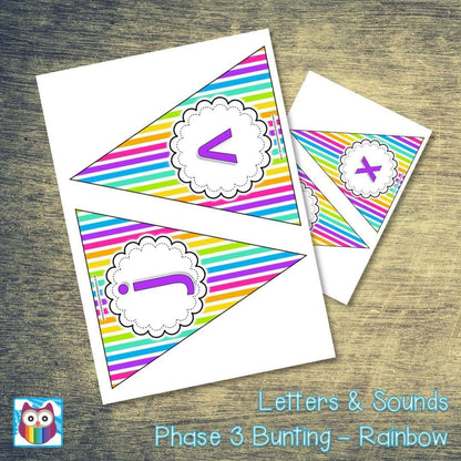 Letters and Sounds Phase 3 Bunting - Rainbow:Primary Classroom Resources