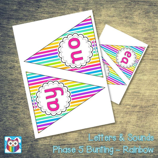 Letters and Sounds Phase 5 Bunting - Rainbow:Primary Classroom Resources