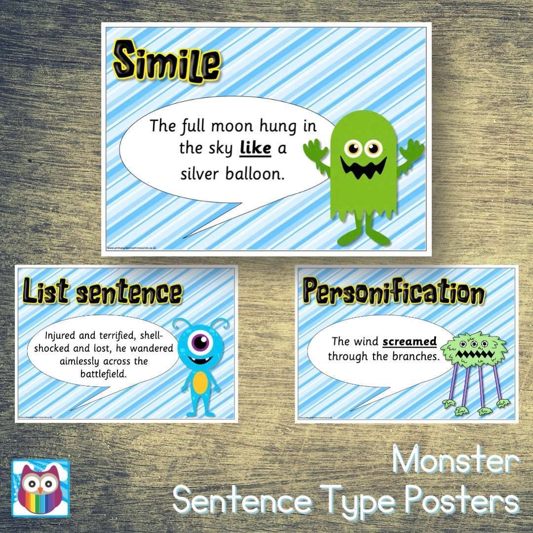 Monster Sentence Types:Primary Classroom Resources