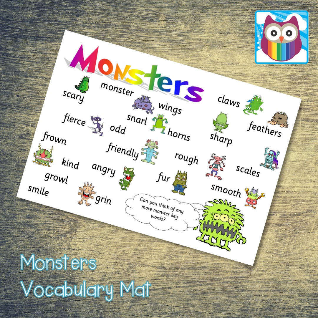 Monsters Vocabulary Mat:Primary Classroom Resources