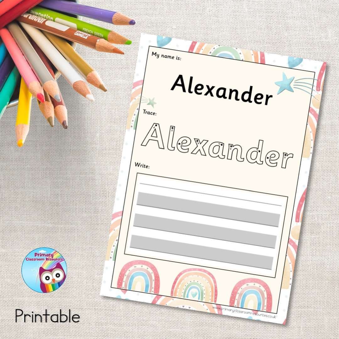 EDITABLE Name Writing Cards - Pastel Rainbows:Primary Classroom Resources