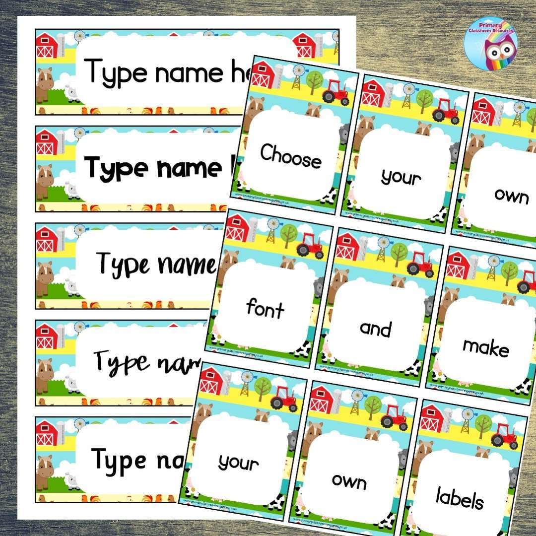 EDITABLE Name Tray & Coat Peg Labels - On the Farm:Primary Classroom Resources