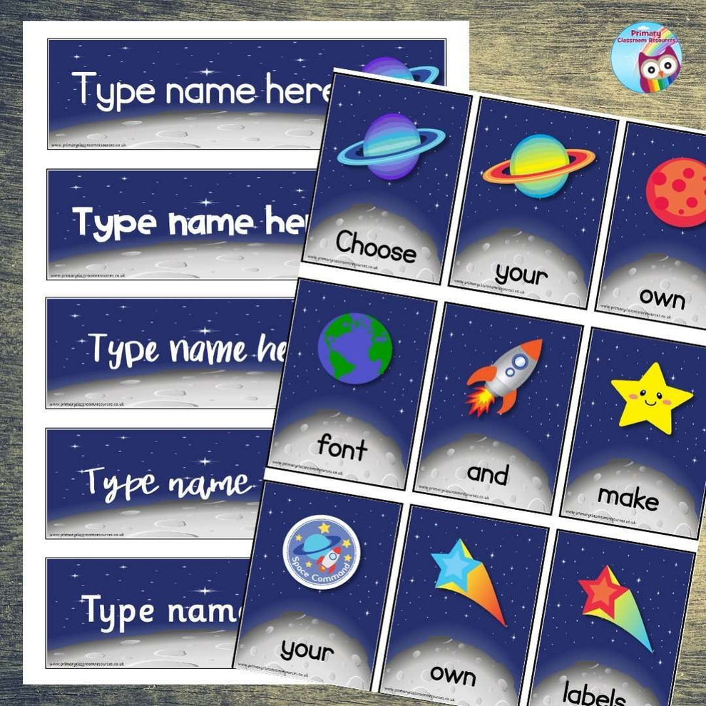 EDITABLE Name Tray & Coat Peg Labels - Outer Space – Primary Classroom ...