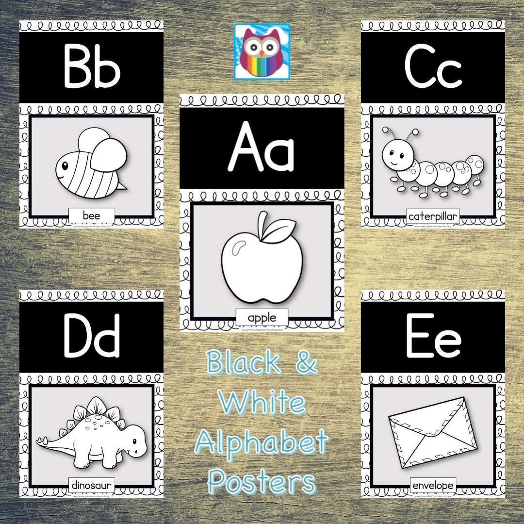 Black and White Alphabet Posters:Primary Classroom Resources