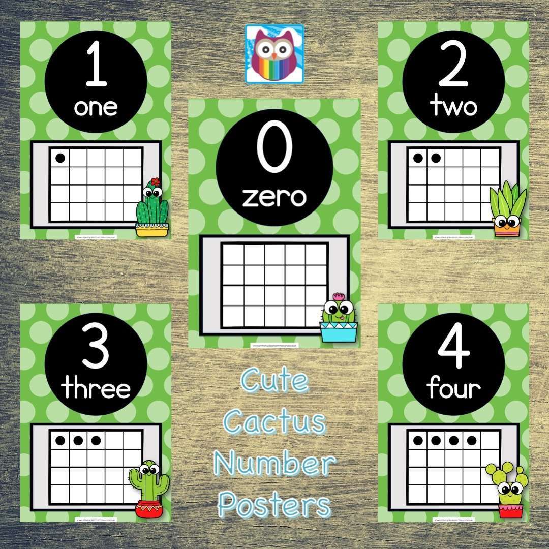 Cute Cactus Number Posters:Primary Classroom Resources