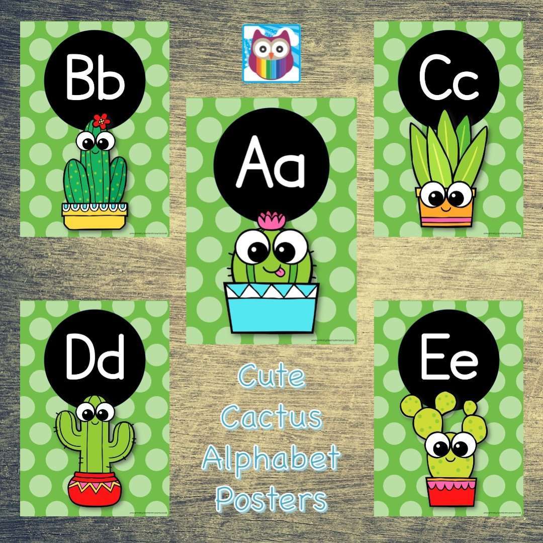 Cute Cactus Alphabet Posters:Primary Classroom Resources