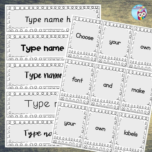 EDITABLE Name Tray & Coat Peg Labels - Loopy Doodles:Primary Classroom Resources
