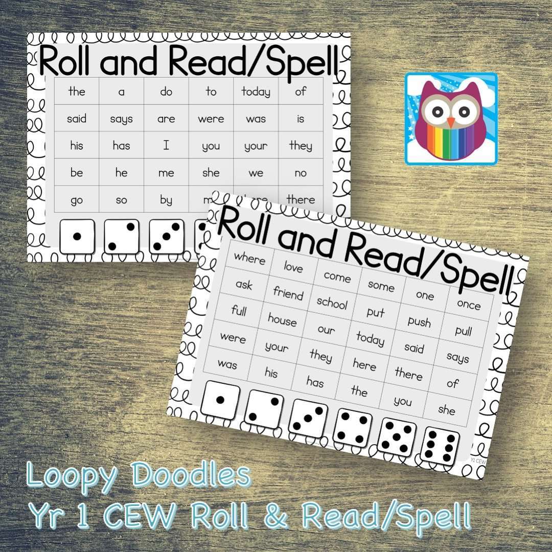 Loopy Doodles - Roll and Read/Spell - Year 1 Common Exception Words:Primary Classroom Resources