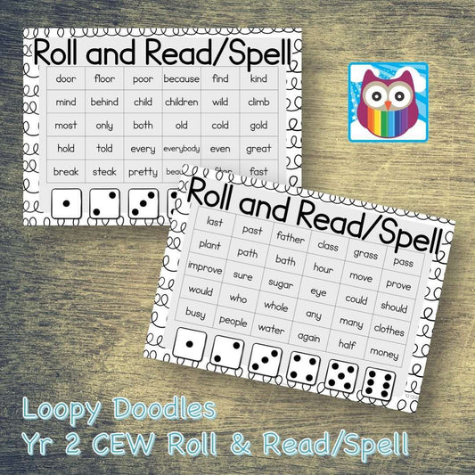 Loopy Doodles - Roll and Read/Spell - Year 2 Common Exception Words:Primary Classroom Resources