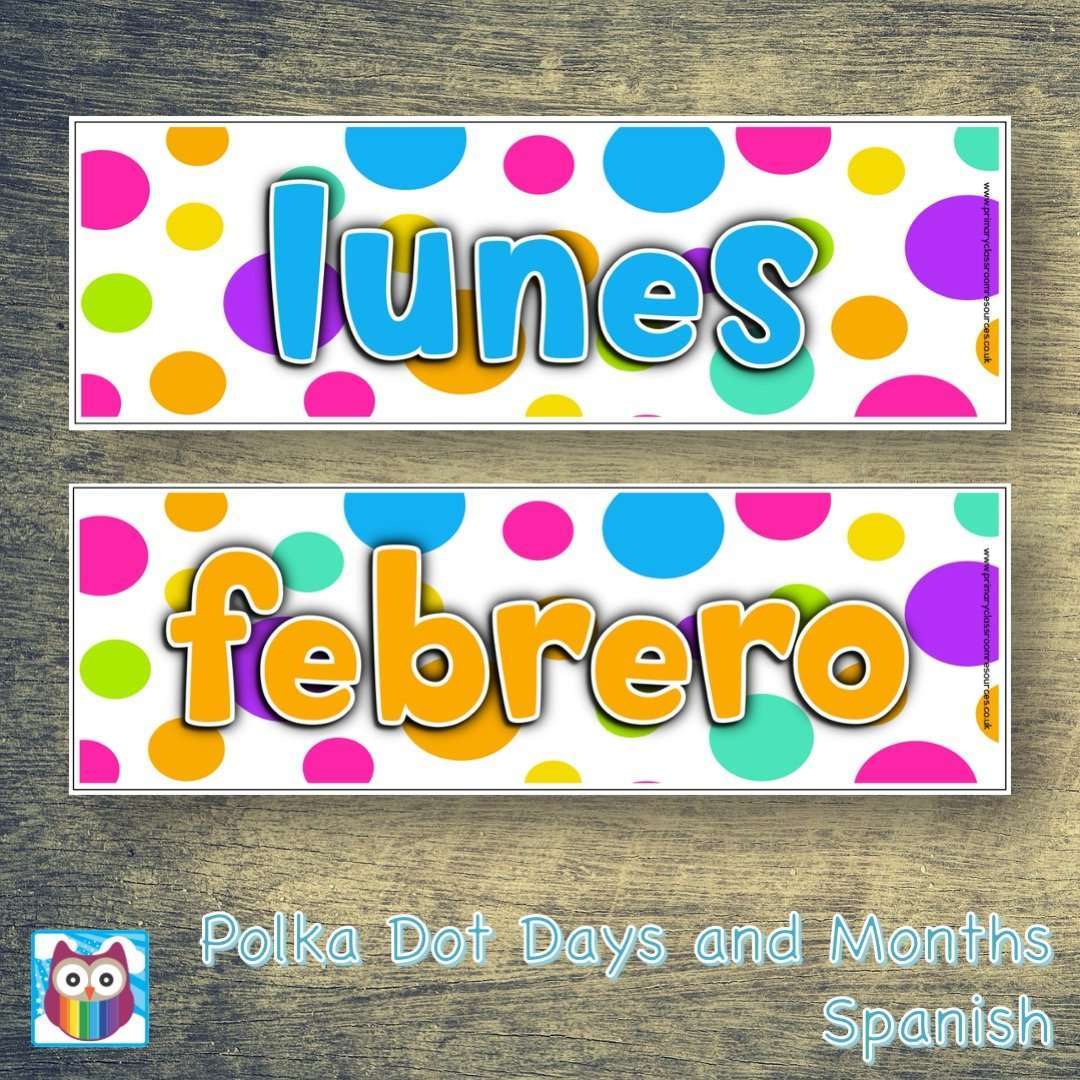 Polka Dot Days and Months - Spanish:Primary Classroom Resources