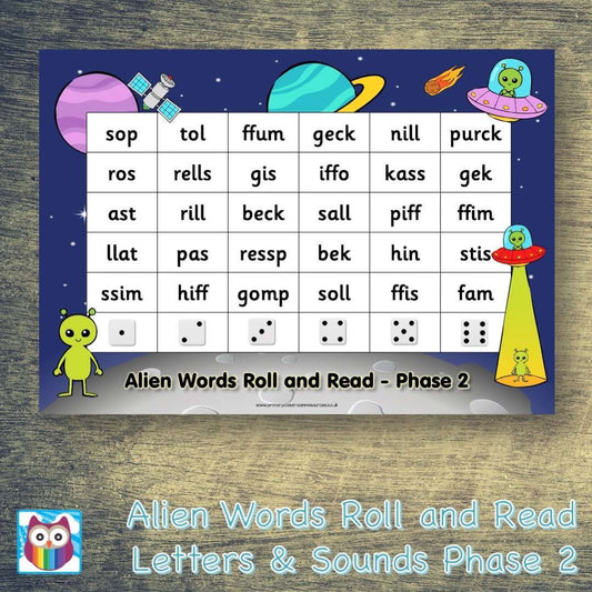 Alien Words Roll and Read - Letters and Sounds Phase 2:Primary Classroom Resources