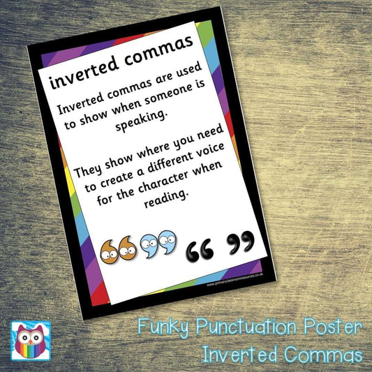 Funky Punctuation Poster - Inverted Commas:Primary Classroom Resources