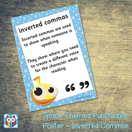 Space Themed Punctuation Poster - Inverted Commas:Primary Classroom Resources