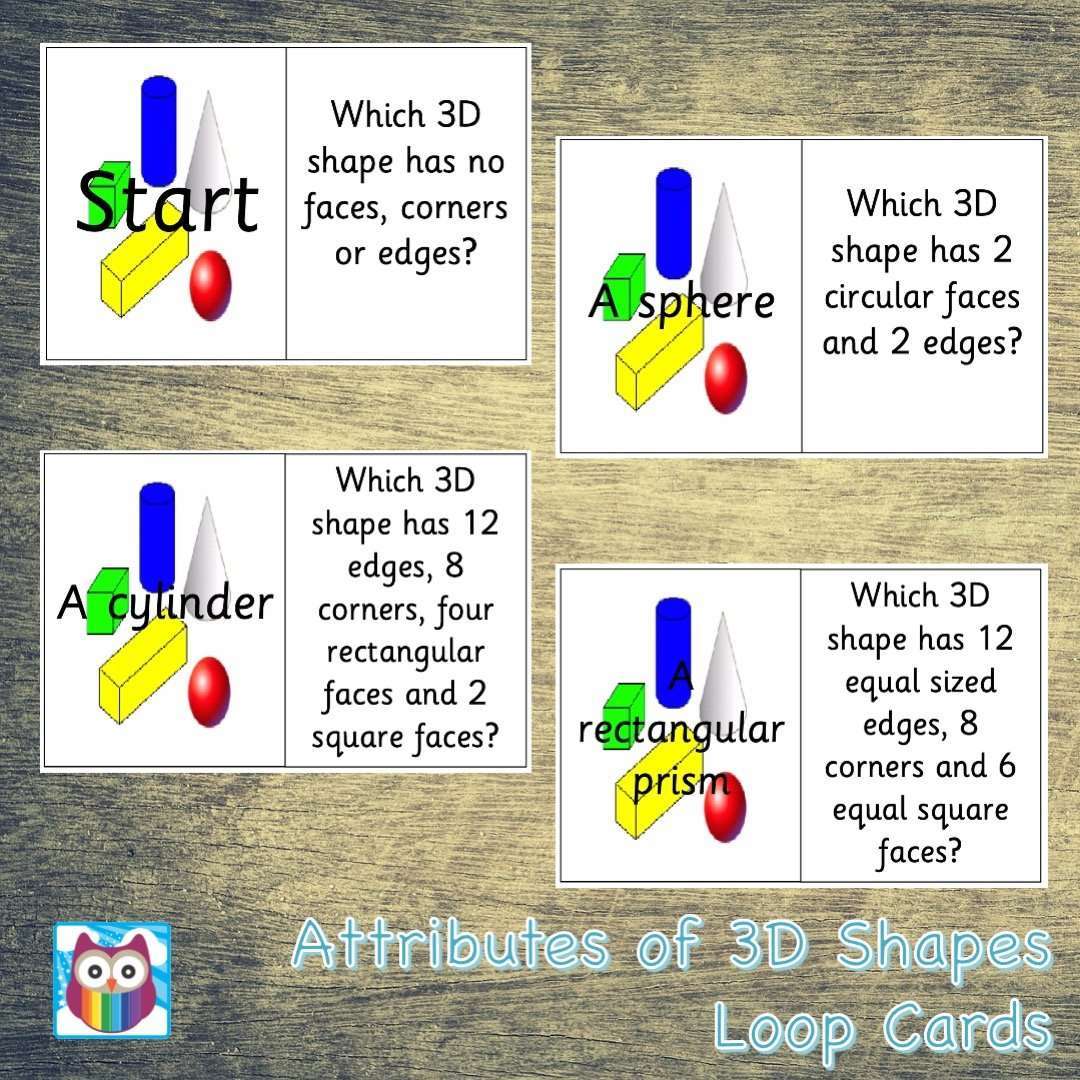 Attributes of 3D Shapes Loop Cards:Primary Classroom Resources