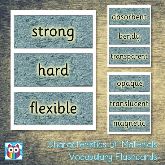 Characteristics of Materials Vocabulary Flashcards:Primary Classroom Resources