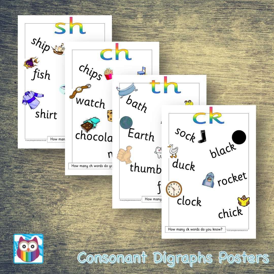 Consonant Digraphs Poster Pack – Primary Classroom Resources
