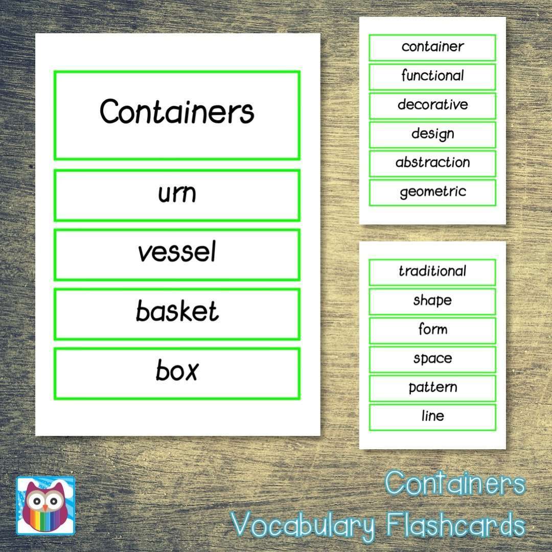 Containers Vocabulary – Primary Classroom Resources