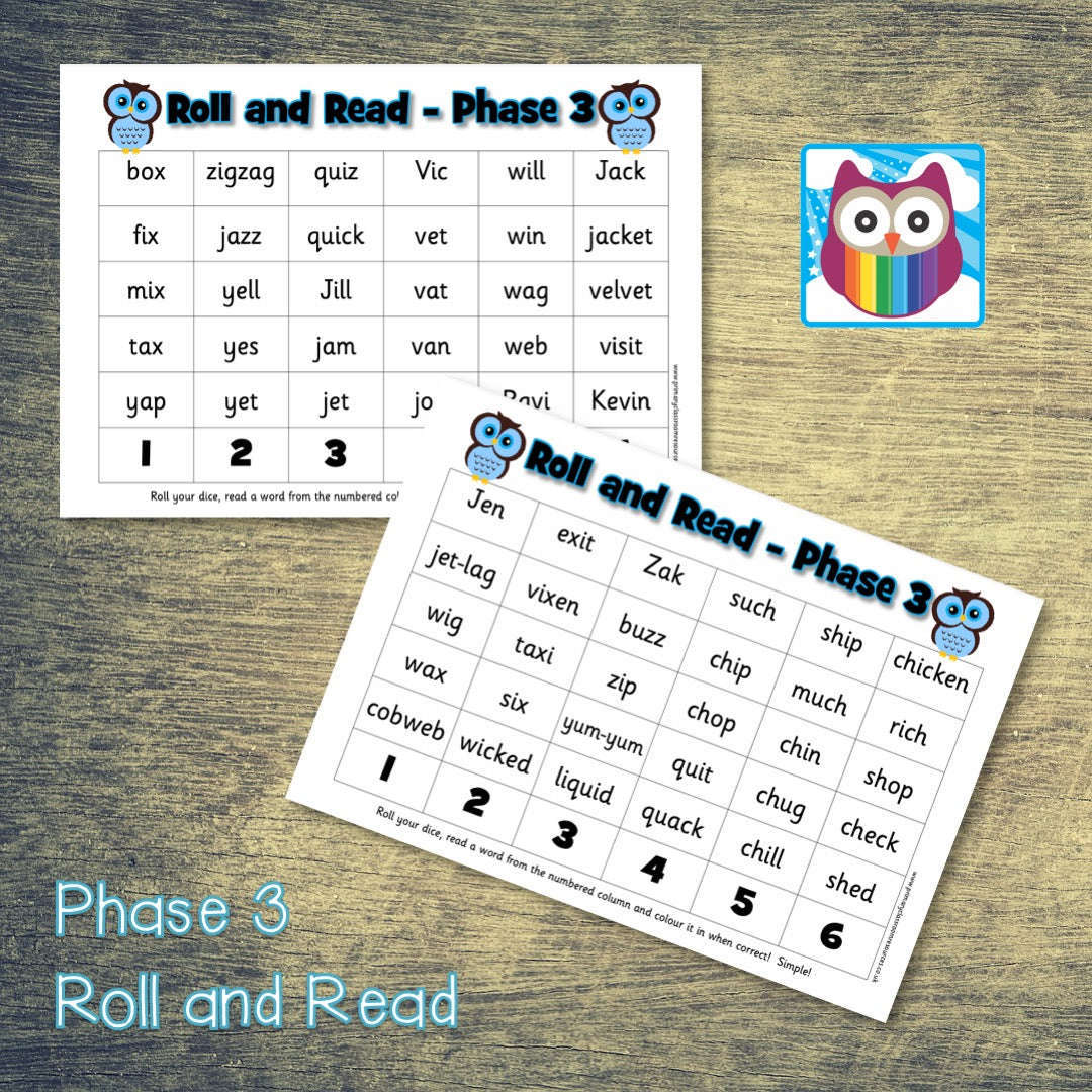 Roll and Read -  Letters and Sounds Phase 3 Words:Primary Classroom Resources
