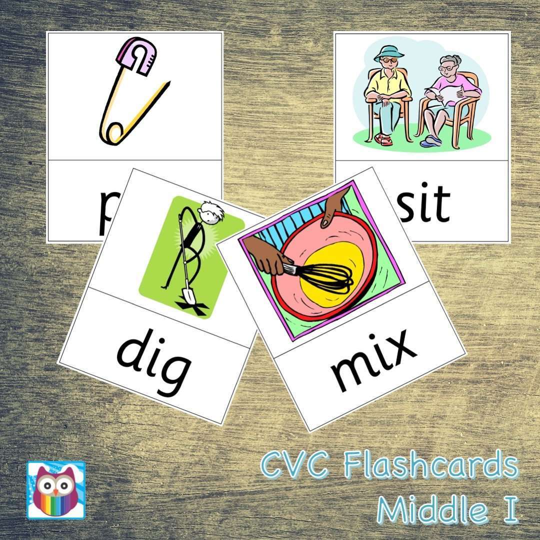 CVC Flashcards Middle I:Primary Classroom Resources