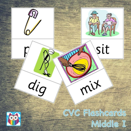 CVC Flashcards Middle I:Primary Classroom Resources