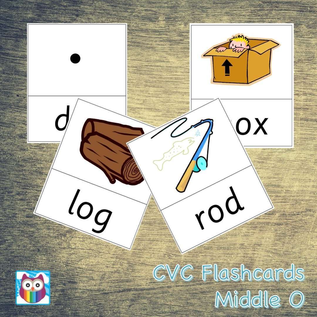 CVC Flashcards Middle O:Primary Classroom Resources