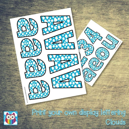 Print Your Own In the Clouds Display Lettering Pack:Primary Classroom Resources